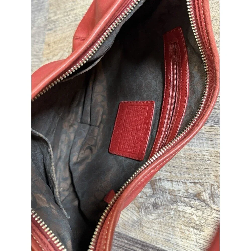 Coach Ergo 9219 Red Leather Hobo Shoulder Bag Y2K Vintage Zip Purse